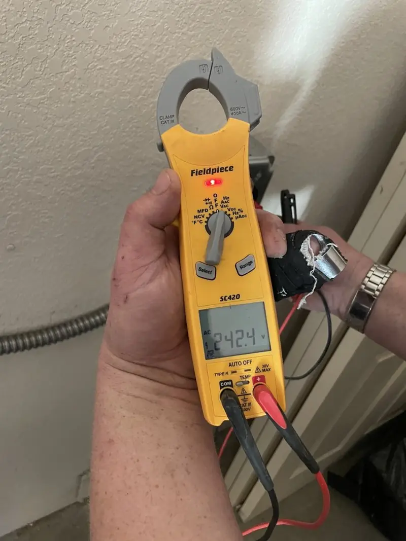 Voltage testing with clamp meter during Hot Tub / Pool Electrical Wiring in Kennebunkport